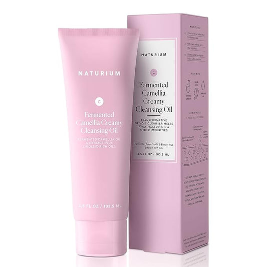 Naturium Camellia Creamy Cleansing Oil, Fermented Camellia Oil & Extract Plus Linoleic-Rich Oils, 3.5 oz-Velvo Beauty