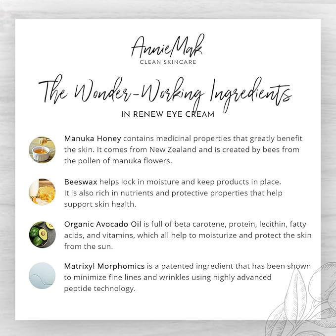 AnnieMak Renew Eye Cream for Dark Circles, Puffiness & Wrinkles Around Eyes, Under Eye Brightener, Vitamin Infused Moisturizer, Hydrating, Brightening & Smoothing Skin Care (0.25 fl oz)-Velvo Beauty