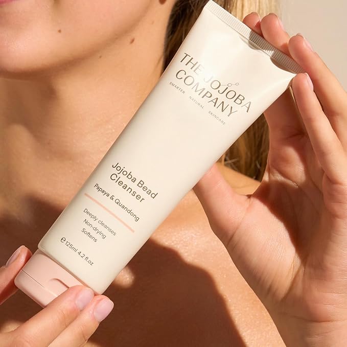 The Jojoba Company Bead Cleanser With Papaya & Quandong - Exfoliating & Hydrating Cream Face Wash - Gentle for Sensitive Skin - Pore Cleansing - For All Skin Types - 125ml-Velvo Beauty