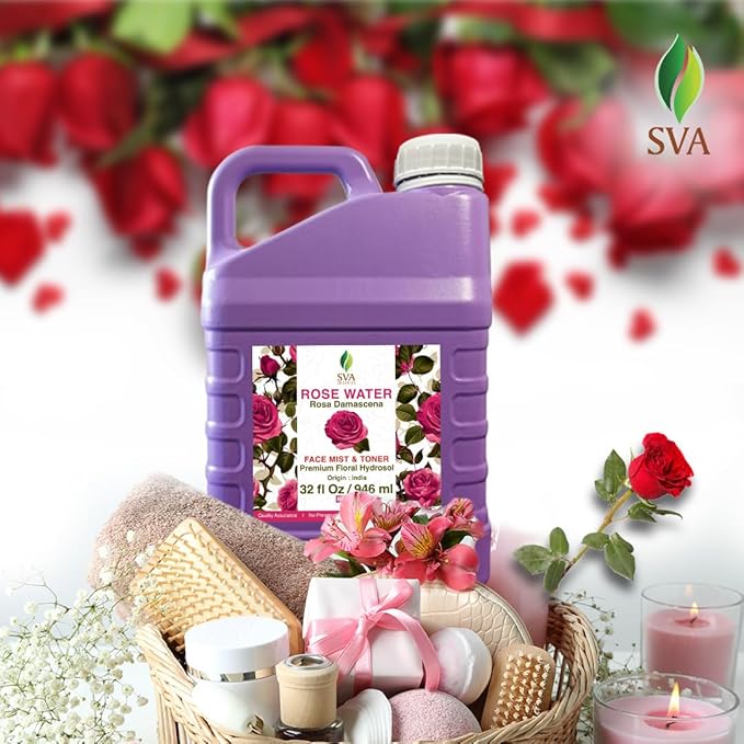 SVA Rose Water - 32 Fl oz - Refreshing Rose Water Spray for Skin Care, Skin Hydration, Bath, Soaps, Haircare & Aromatherapy-Velvo Beauty
