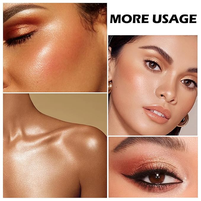 Boobeen Blush and Highlighter Palette- 4-color Metallic Shimmer Shadow Powder, Illuminator Makeup Set for Shading, Highlighting & Defining the Face-Velvo Beauty