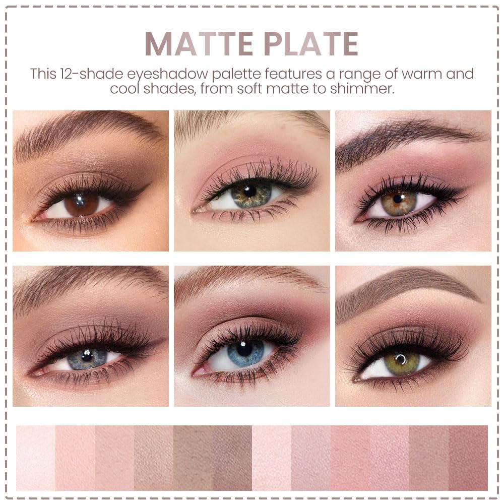 AMY'S DIARY 12Color Light Pink Purple Eyeshadow Palette, Long-Lasting, and Highly Pigmented. Elevate Your Eye Makeup– Unleash Your Unique Style (08#)-Velvo Beauty