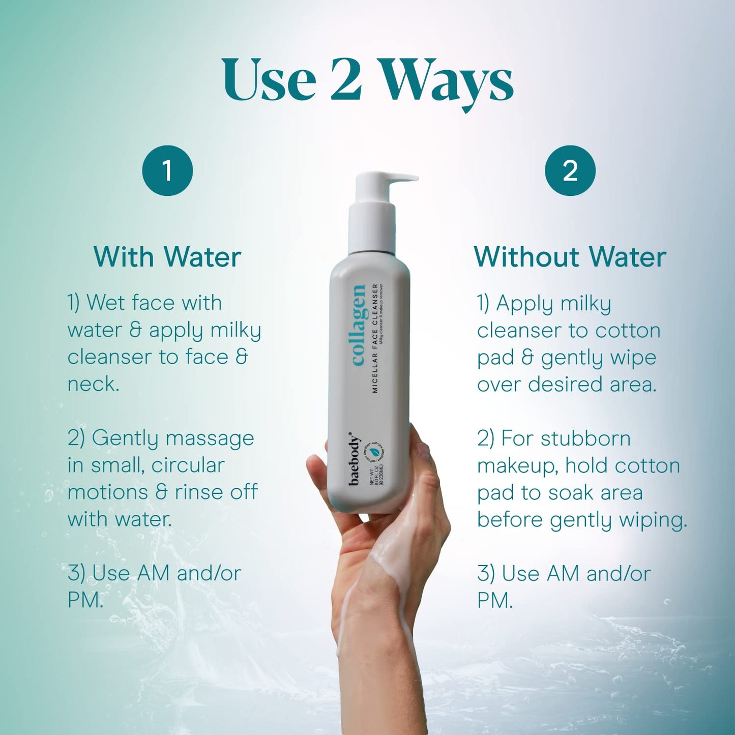 Baebody Cleansing Milk for Face - Vegan Facial Cleanser for Women and Men - Micellar Makeup Remover - Milk Cleanser Face Wash (8 fl oz)-Velvo Beauty