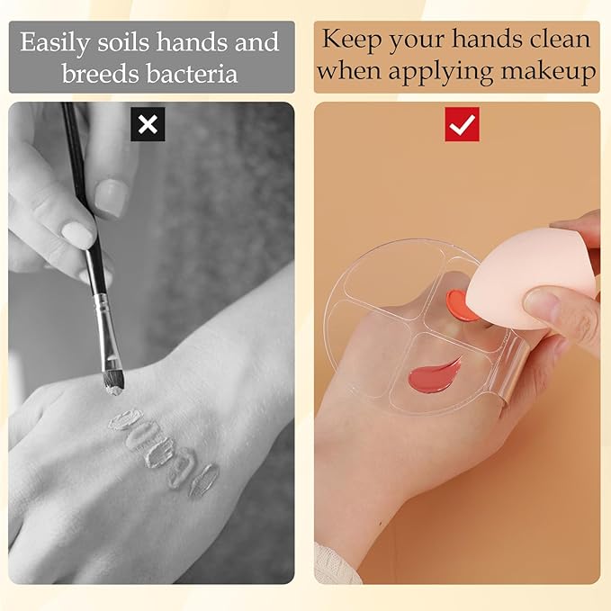 2 Pcs Makeup Hand Palette Foundation Palette Foundation Mixing Palette Hand-Held Nail Art Manicure Palette Clear Makeup Palette for Mixing Foundation Eye Shadow Nail Art-Velvo Beauty