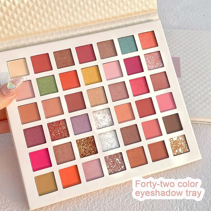 KAIQIKAIXI 42 Colors Eye shadow Palette Eye Makeup Neon Eyeshadow Palette Pallet Matte Colorful Shimmer Metallic Bright Color Pigmented Highlight Cosmetics-Velvo Beauty