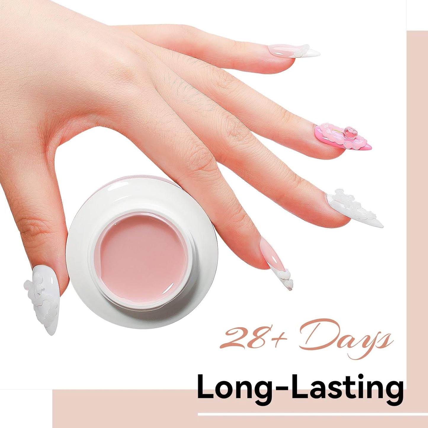 Solid Builder Gel for Nails 3PCS, 3D Hard Gel for Nail Art Sculpting Non-Stick Hand, Clear White Nude for Modeling, Sculpture, Nail Extension UV/Led Manicure DIY At Home 18g*3Colors-Velvo Beauty