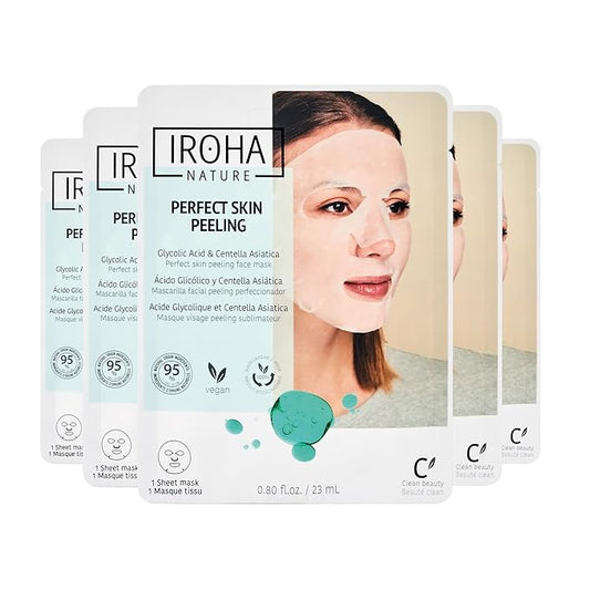 IROHA NATURE Glycolic Acid Peeling Face Mask (Pack of 5) | Skin Perfecting for a Radiant & Smooth Look | Instant Regeneration in Just 15 Minutes | Clean Beauty | 100% Vegan-Velvo Beauty