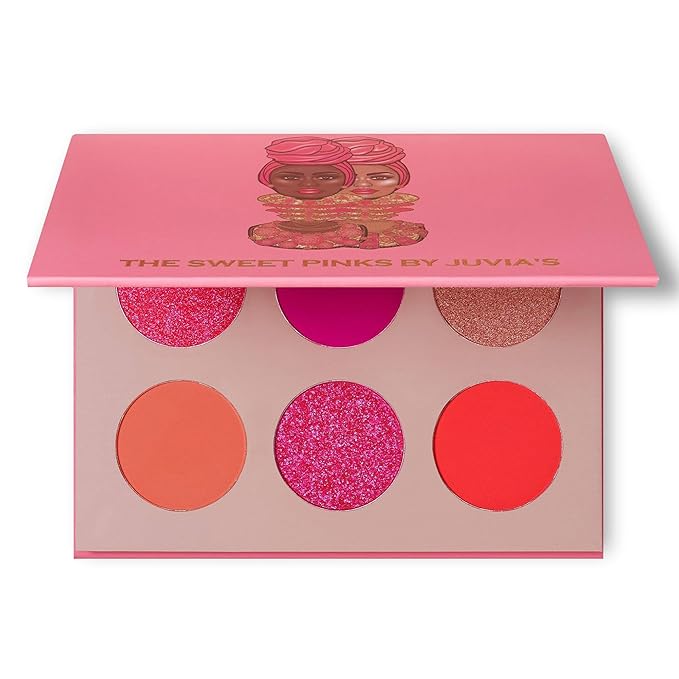 Juvia's Place Palette The Sweet Pinks - Deep Fuchsia, Soft & Sweet Pink, Shades of 6, Pressed Pigments Palette, Professional Makeup, Pigmented Pan Palette, Makeup Palette for Color & Shine-Velvo Beauty