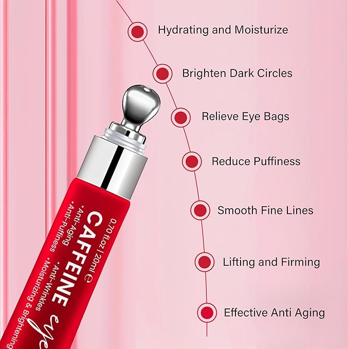 Caffeine Eye Cream Anti Aging: Eye Cream With Retinol, Sodium Hyaluronate, Vitamin E, For Dark Circles, Wrinkles, Puffiness & Fine Lines - Advanced Metal Applicator For Under Eye Bags And Puffy Eyes-Velvo Beauty