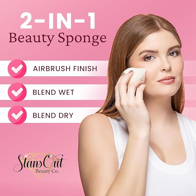 StansOut Beauty Sponge 4-Pack – Streak-Free, Airbrushed Finish | Reusable, Quick-Drying, Latex-Free | Multi-Angle Blending Sponge for Cream, Liquid & Powder | Pro Makeup Applicator-Velvo Beauty