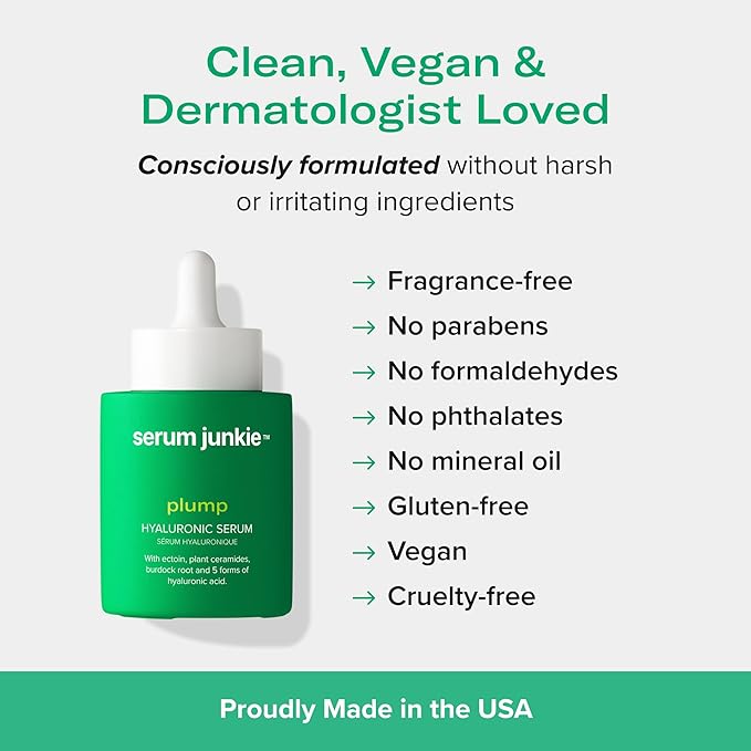 PLUMP Hyaluronic Acid Serum with 5D Hyaluronic Complex, Ectoin, Plant Ceramides, Vitamins B5 & E, Deep Hydration, Strengthens Skin Barrier, Fragrance-Free, 1 fl oz-Velvo Beauty