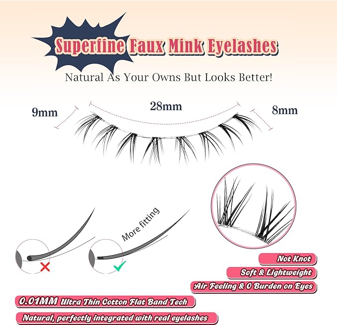 Lashes Natural Bottom Lashes 9mm Lower Strip Lashes Extention False Eyelashes Natural Look Wispy Bottom Eyelashes Fake Lashes Pack 7 Pairs-Velvo Beauty