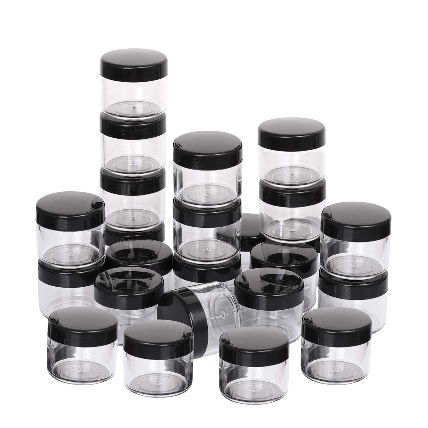 100 Count Refillable Cosmetic Containers with Lids 20 Grams Black Makeup Sample Jars for Beauty Products - Black-Velvo Beauty