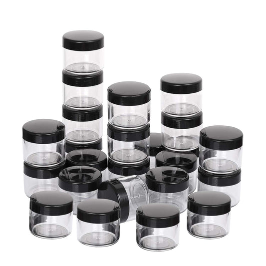 100 Count Refillable Cosmetic Containers with Lids 20 Grams Black Makeup Sample Jars for Beauty Products - Black-Velvo Beauty