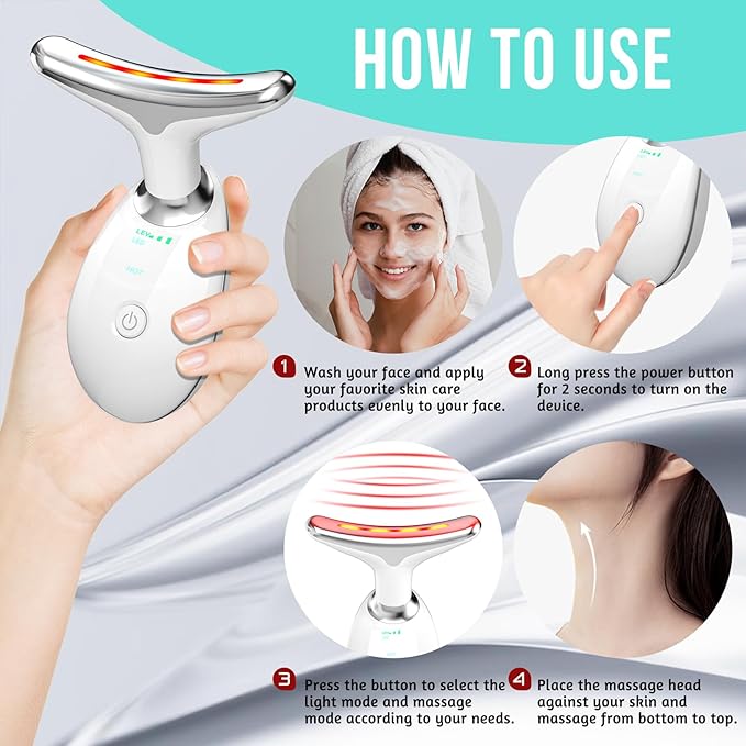 Facial Massager, Red-Light-Therapy-for-Face and Neck, Red Light Therapy Wand, 7 Color Led Face Neck Sculpting Tool for Skin Care-Velvo Beauty