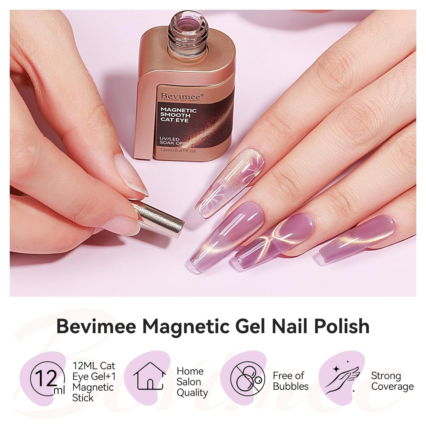 Cat Eye Gel Polish Light Purple Glass Jelly Magnetic Nail Polish Gel Smoothie Glitter Gloss Shine Mauve Color Velvet UV Gel Polish For Nail Art Manicure DIY At Home 12ml-Velvo Beauty