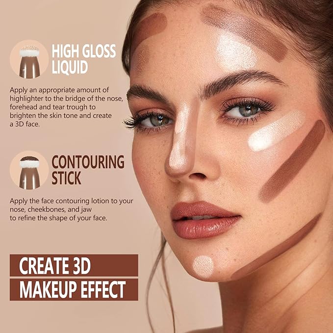 Liquid Highlighter Makeup Stick 3D Sparkling Effect,Cream Highlighter Lightweight,Easy To Spread,Highlighter Makeup Long-lasting,Natural Makeup Effect(01#Spotlight)-Velvo Beauty