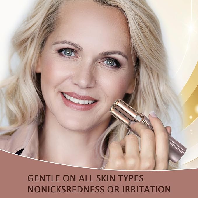 Women's Painless Hair Remover for Women, Battery Powered Facial Hair Shaver for Lips, Chin, Neck, and Cheek with 2 Replacement Heads and 1 Battery-Velvo Beauty