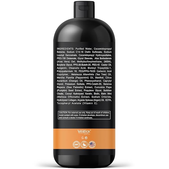 Tea Tree Oil Shampoo with Biotin, DHT Blockers, Itchy Scalp Relief, Supports Thicker-Looking Hair, Cleanses Dandruff & Buildup, For Men & Women, Made in USA, 16 fl oz-Velvo Beauty