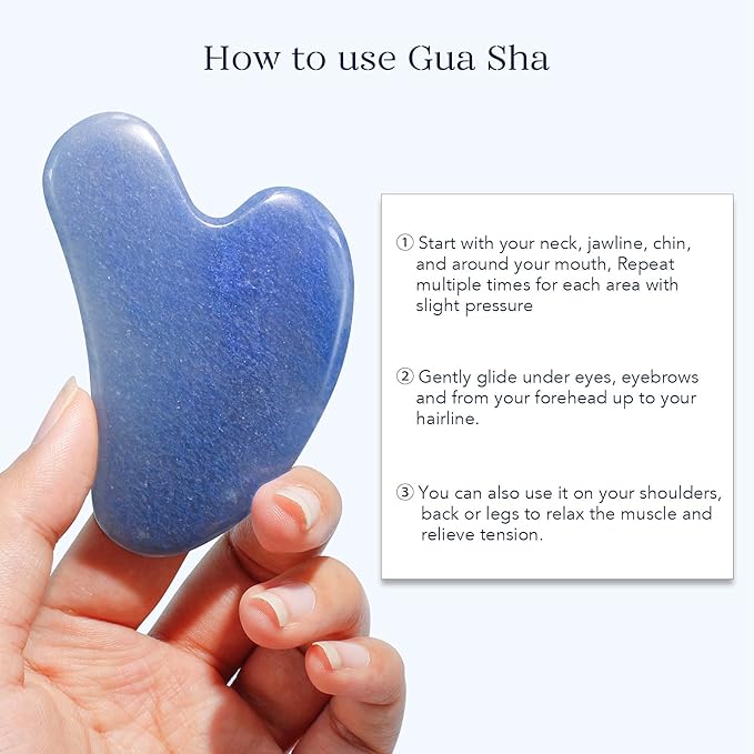 BAIMEI Jade Roller & Gua Sha, Face Roller, Facial Beauty Roller Skin Care Tools, Self Care Gift for Men Women, Massager for Face, Eyes, Neck, Relieve Fine Lines and Wrinkles - Blue-Velvo Beauty