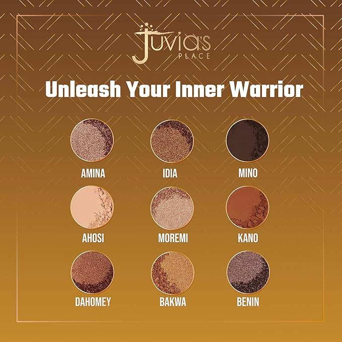 Juvia's Place Palette The Warrior - Warm Golds, Browns & Bronzes, Shades of 9, Warm and Neutral Palette, Pigmented Makeup Palette Eye Color & Shine-Velvo Beauty
