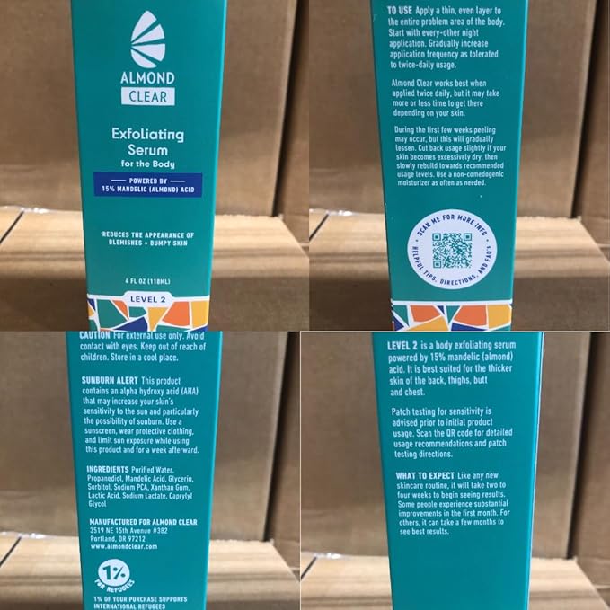 Level 2 Serum | Mandelic Acid Body Serum for Acne, Folliculitis, Aging Skin, Ingrown Hairs, Dark Spots on Face, Chest, Butt, Back, Thighs, Arms | 4 oz-Velvo Beauty