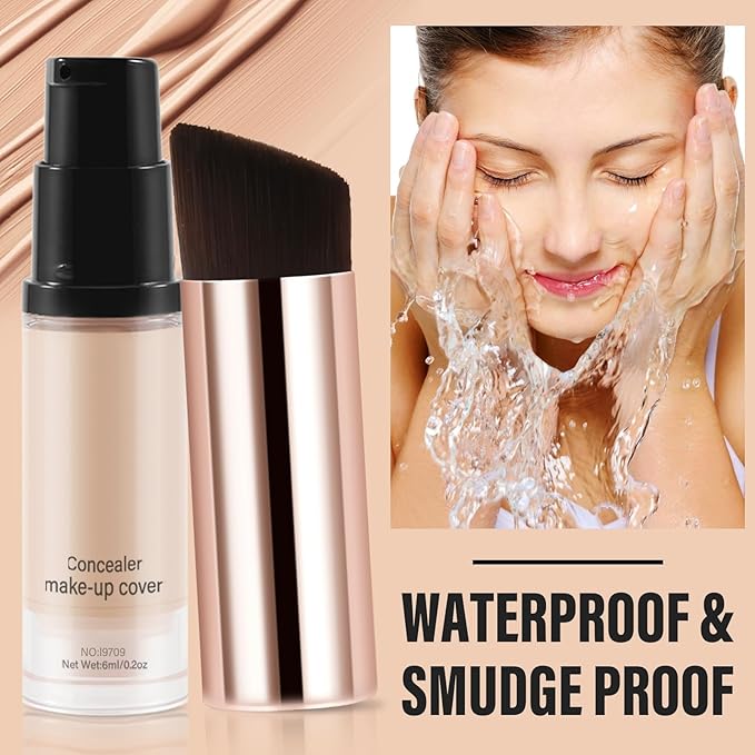 2pcs Liquid Concealer Set with Brush,Full Cover,Concealer Wand with Matte Finish,Corrects,Covers,Long Wear Up to 24hr-Velvo Beauty