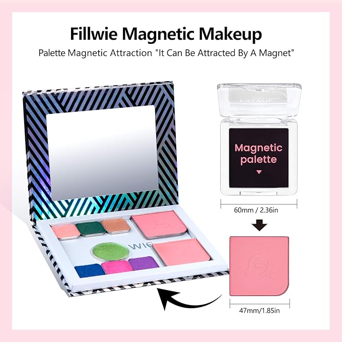 Blush Palette Duo – Cream & Powder Blush Set in Pink, Long-Wearing & Moisturizing, Easy to Blend,Radiant Coverage for Cheeks, Eyes & Lips, Magnetic Makeup Palette Compatible (2-Pack, Coral Kiss)-Velvo Beauty