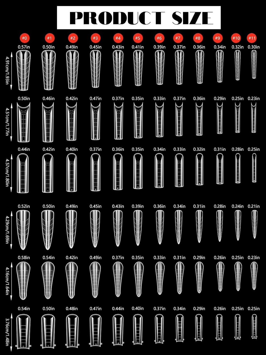 TOROKOM Dual Forms for Poly Nail Gel 288PCS Dual Nail Forms Molds Stiletto Coffin Ballerina Acrylic Nail Tips 12 Shapes for Builder Gel Manicure Nail Art Design Salon DIY at Home-Velvo Beauty