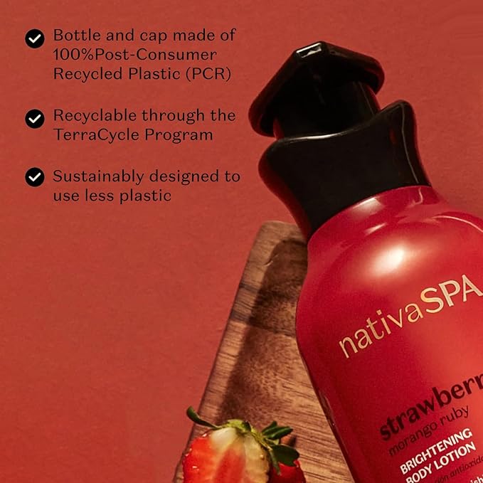 Nativa SPA by O Boticário, Ruby Strawberry Antioxidant Body Lotion, Brightening Vitamin C and Nourishment for Radiant Skin, 13.5 Ounce-Velvo Beauty