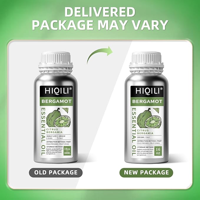 HIQILI Bergamot Essential Oil for Diffuser, Skin, Hair, DIY, 100% Pure & Natural - 16 Fl Oz (500 mL)-Velvo Beauty