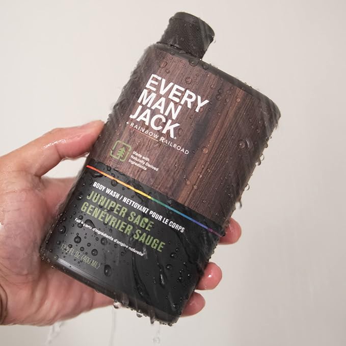 Every Man Jack Hydrating Body Wash for all skin types - Juniper Sage fragrance - Naturally Derived Ingredients - Cleanse, Nourish, and Hydrate Skin -Paraben Free, Phthalate Free, Dye Free-13.5oz - 2pk-Velvo Beauty