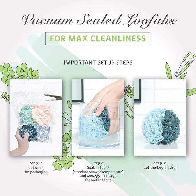Spongentle Dual Texture Deep Cleansing Loofah Sponge for Radiant Skin, Pack of 4, Bath and Shower, Exfoliating Body Scrubber, Beautiful Colors for Women and Men-Velvo Beauty