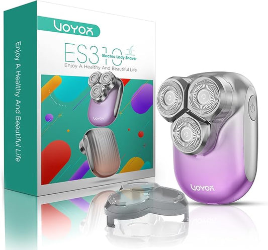 VOYOR Electric Razors for Women 3D Floating Blade Shaver for Women, Electric Shaver for Legs Bikini and Body Facial Hair Remover Women's Shavers Waterproof Women's Grooming ES310 (Purple)-Velvo Beauty