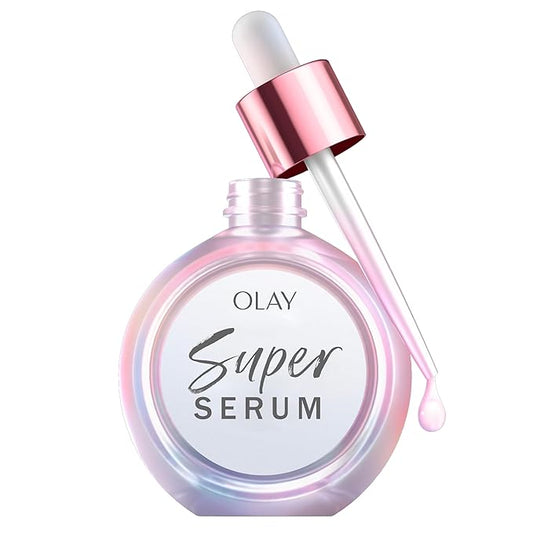 Olay Super Serum - Niacinamide, Vitamin C & E, Collagen Peptide, AHA - 5-in-1 Skin Care Benefits for Face - Healthy Glow, Brightening, Hydrating, Smoothing, Firming, Evens Tone, Anti-Aging, 1.0 Oz-Velvo Beauty