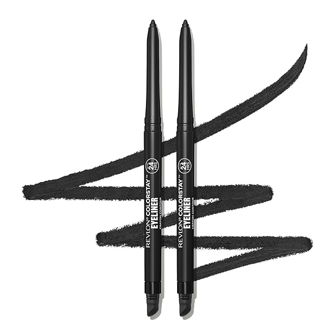 Revlon ColorStay Pencil Waterproof Eyeliner, Smudge-Proof, Eye Makeup with Built-In Sharpener, 201 Black, 2 pack-Velvo Beauty