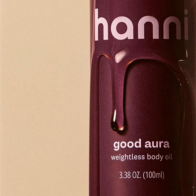 HANNI Good Aura Dry Body Oil, Lightweight After-Shower Moisturizer with Jojoba, Coconut, Baobab, and Buriti Oils, Non-Greasy Skincare for Soft Skin, 100 mL / 3.38 oz-Velvo Beauty