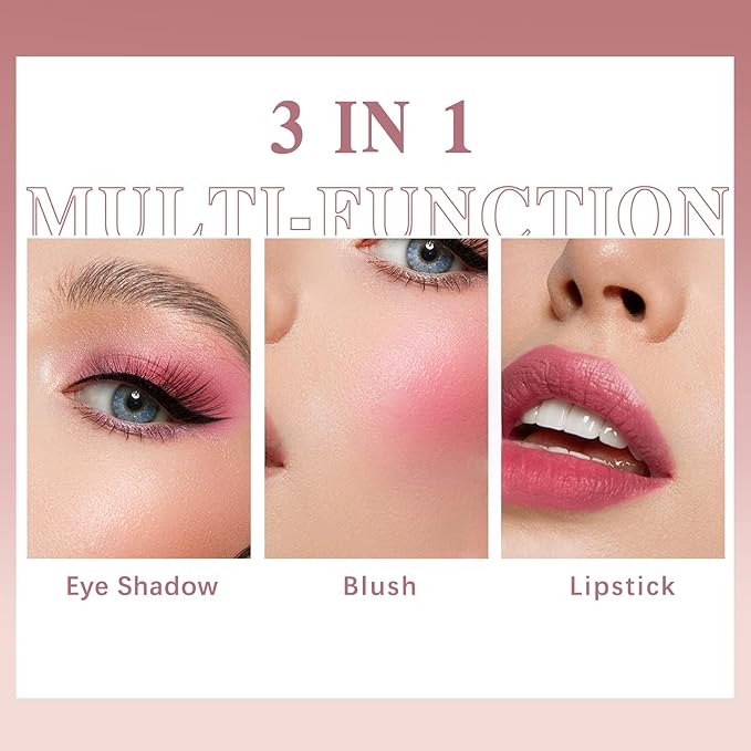 Cream Blush Stick for Cheeks Makeup, Waterproof Face Blush Stick Multi-Use Lip and Cheek Tint, Matte Finish Easy to Blend Lightweight Natural Cream Blusher Makeup for All Skin Tones-Cherry Pink-Velvo Beauty