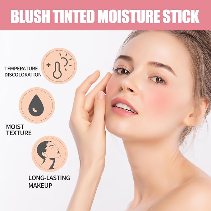 Blush Rare Beauty Liquid Blush Stick Cream Blush Natural Waterproof Long Lasting Powder Blusher,On The Go Blush Brushes For Makeup Cheeks,Suitable For All Skin Types (pink)-Velvo Beauty