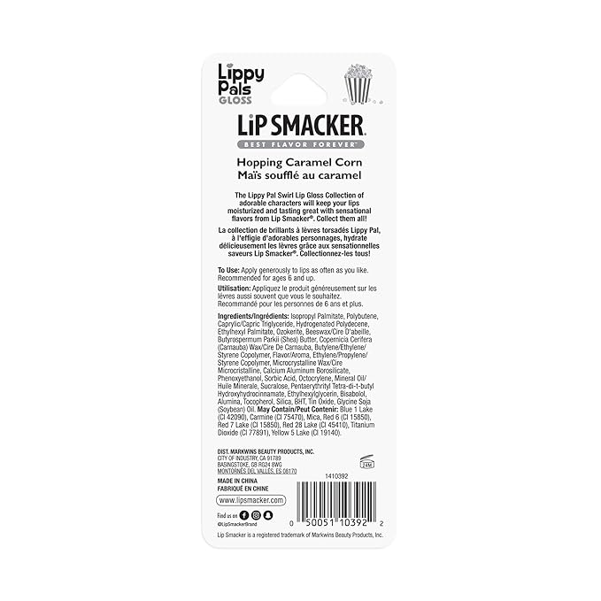 Lip Smacker Lippy Pals Swirls Bunny, Flavored Moisturizing & Smoothing Soft Shine Lip Balm, Hydrating & Protecting Fun Tasty Glossy Finish, Cruelty-Free & Vegan - Hopping Caramel Corn-Velvo Beauty