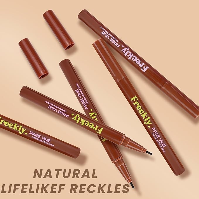 Freckle Pen,2 PCS Faux Freckle Stamp Waterproof,Fake Face Freckles Stain Makeup Long Lasting Quick Dry,Natural Lifelike Soft Dot Freck Pen 01-Light+02-Medium-Velvo Beauty