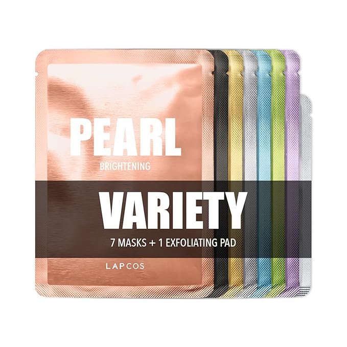 LAPCOS Daily Sheet Mask Variety Pack 7+1 (Version 1) Daily Face Masks - Hydrate, Clarify, Nourish, Exfoliate & Renew Skin, Korean Beauty Favorite (8 pack)-Velvo Beauty