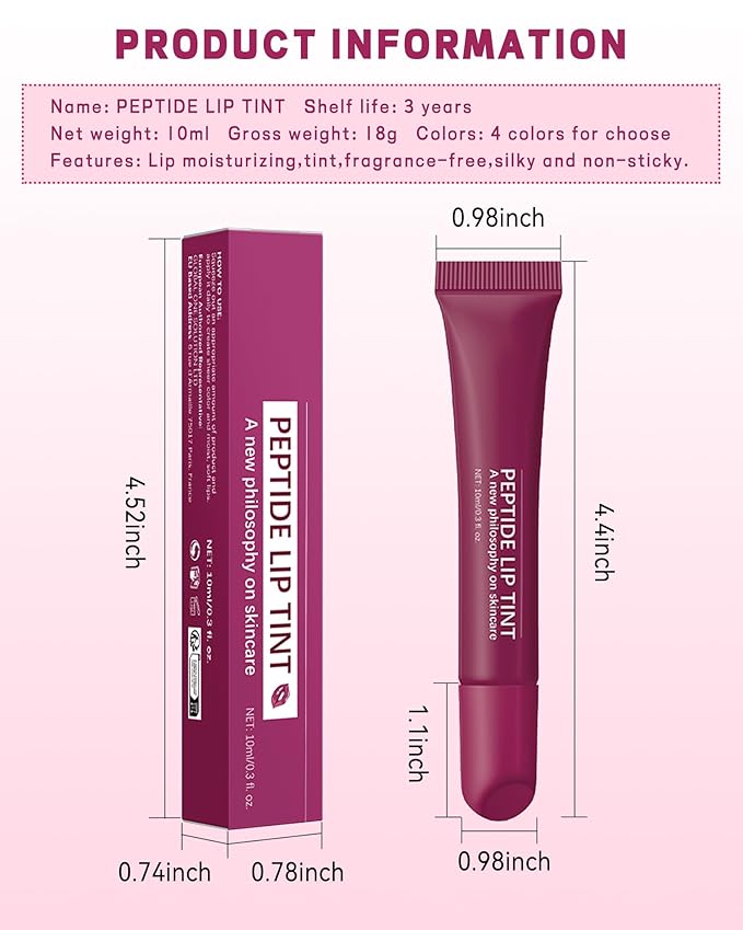 Tinted Lip Balm-1Pcs Raspberry Peptide Hydrating Lip Tint Moisturizer,Jelly Glossier Lip Treatment Balm,Non-Stick Lip Care Glow Reviver Lip Oil,Yummy Glowy Lip Gloss,Thanksgiving Makeup for Women-04-Velvo Beauty