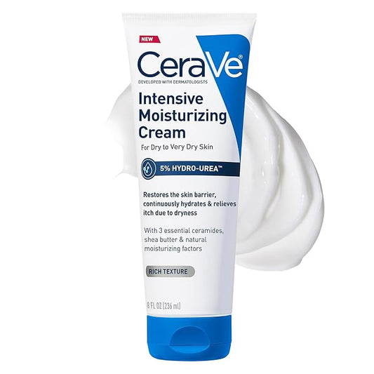 CeraVe Intensive Moisturizing Cream, Body Moisturizer With Shea Butter, 72H Hydration + Skin Barrier Repair, Fragrance-Free Body Lotion For Extremely Dry Skin, 8oz-Velvo Beauty
