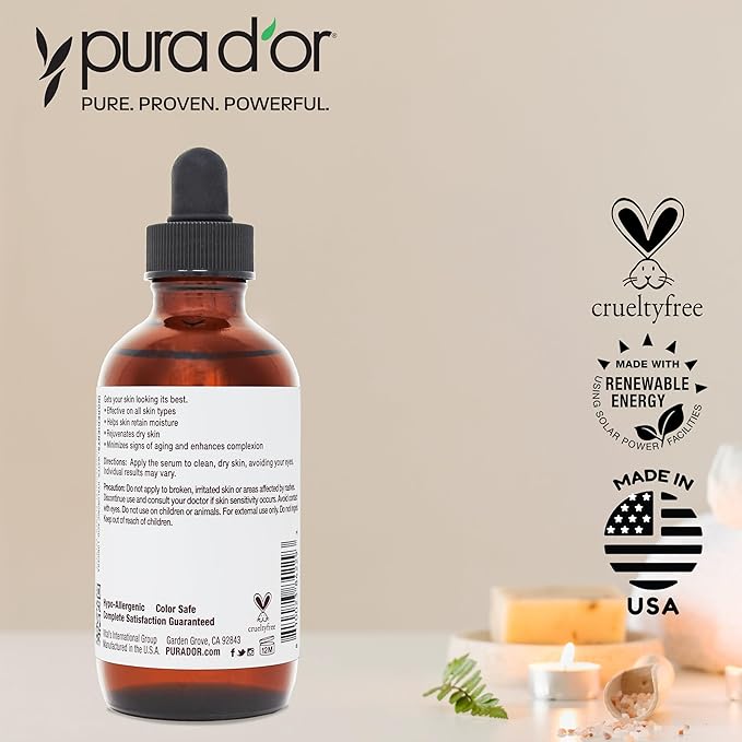 PURA D'OR 3.3 Oz Hyaluronic Acid Serum For Deep Hydration - Anti-Aging, Plumping & Moisturizing Formula For Smooth, Supple Skin - Natural Skincare Boost - Fine Lines & Wrinkle Reducer - Travel Size-Velvo Beauty