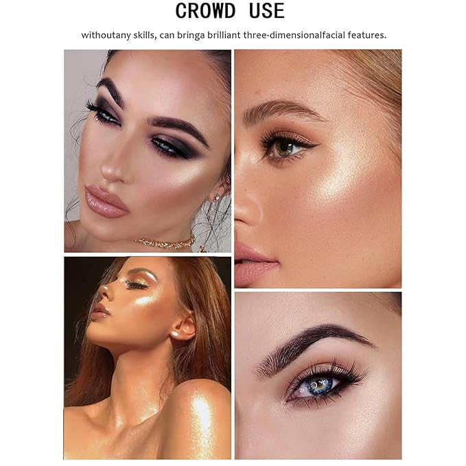 MEICOLY Baked Highlighter Powder Palette,Natural Face Highlighter Shimmer Powder,Long Lasting Glittery Highlighter Makeup Face Luminizer,01 Pearl White-Velvo Beauty