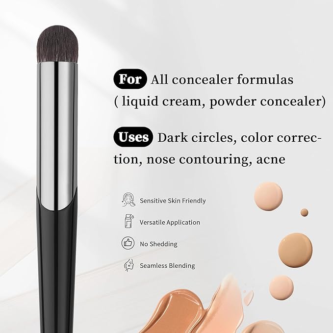 DUcare Tapered Small Concealer Brush Under Eye, Nose Contour Brush Mini Makeup Brushes Ideal for Liquid, Cream, and Powder Concealer(V03)-Velvo Beauty