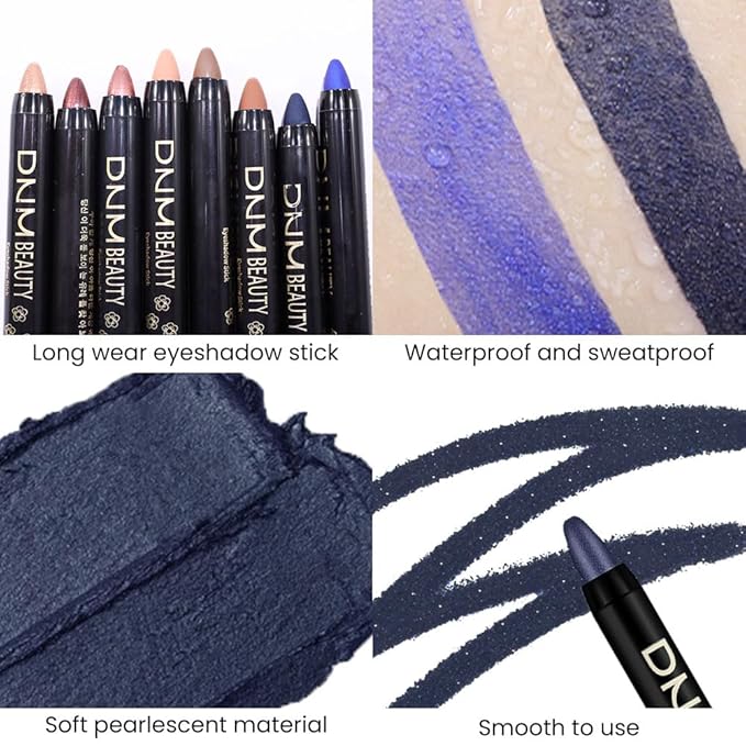 evpct Midnight Blue Shimmer Cream Eye Shadow Brightener Sticks Set for Eyes, Blue Shimmery Matte Pencil Eye shadow Applicator Stick Pen Palette Makeup Waterproof sombras en crema para ojos 31#-Velvo Beauty