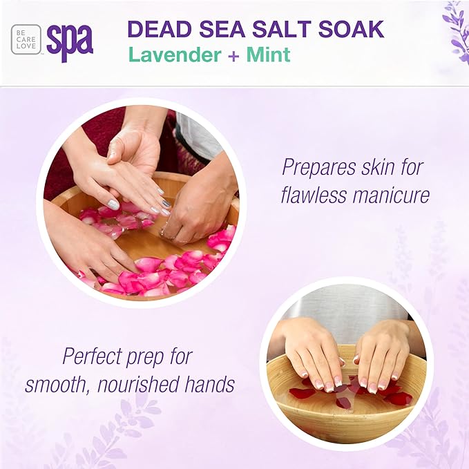 BCL SPA Dead Sea Salt Soak - Bath Salt with Organic Lavender + Mint, Shae Butter, Arnica, Aloe Vera Juice, Chamomile, Argan Oil & Jojoba Oil Skin Exfoliator- Home/Professional Use 16 fl oz-Velvo Beauty