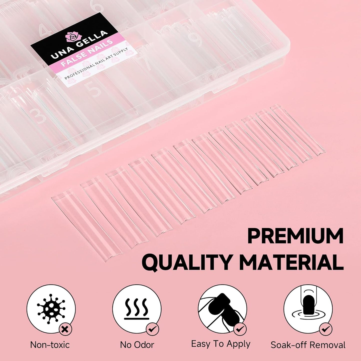 UNA GELLA 312PCS XXXL Nail Tips Square No C Curve, Extra Long Half Cover Long Straight Gel Nail Tips 12 Sizes Press on Nails Square for Acrylic Nails Professional for Nail Salon and DIY-Velvo Beauty